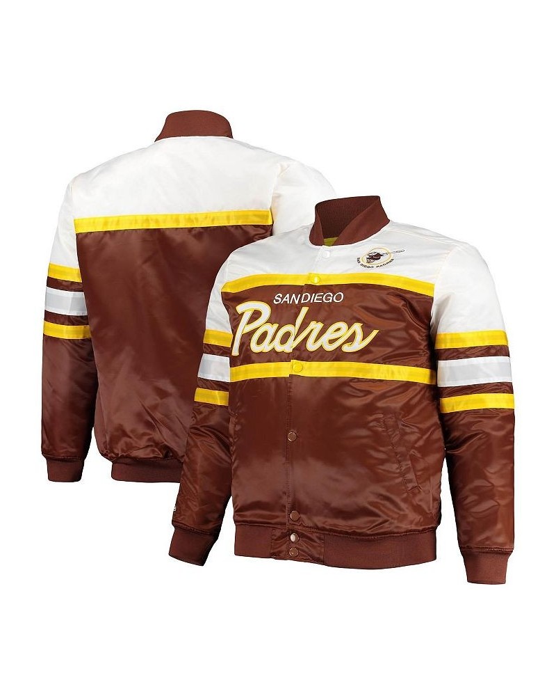 Men's Brown, Gold San Diego Padres Big and Tall Coaches Satin Full-Snap Jacket $69.75 Jackets