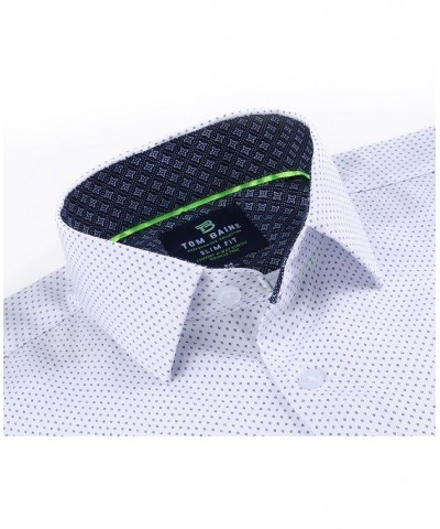 Men's Slim Fit Performance Long Sleeve Geometric Dress Shirt White $18.45 Dress Shirts