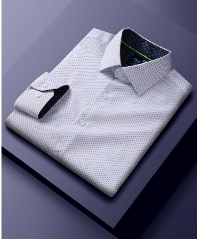 Men's Slim Fit Performance Long Sleeve Geometric Dress Shirt White $18.45 Dress Shirts