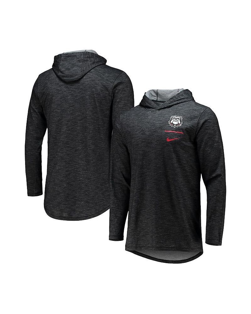 Men's Black Georgia Bulldogs Logo Head Slub Space-Dye Performance Long Sleeve Hoodie T-shirt $38.49 T-Shirts