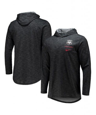 Men's Black Georgia Bulldogs Logo Head Slub Space-Dye Performance Long Sleeve Hoodie T-shirt $38.49 T-Shirts