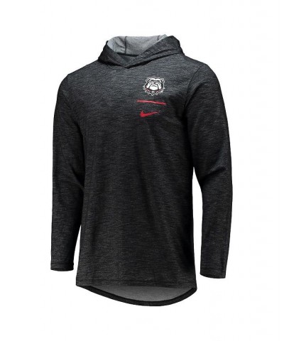 Men's Black Georgia Bulldogs Logo Head Slub Space-Dye Performance Long Sleeve Hoodie T-shirt $38.49 T-Shirts