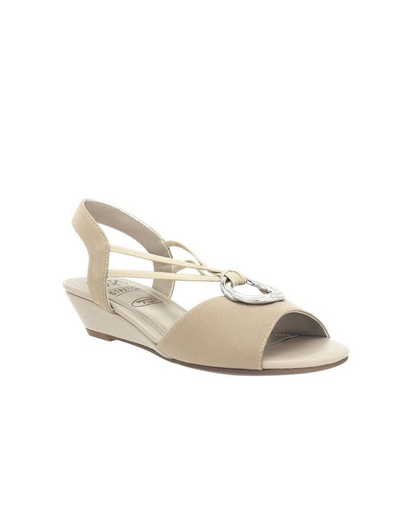 Women's Raizel Memory Foam Stretch Sandal Tan/Beige $40.80 Shoes