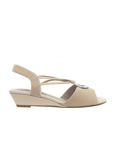 Women's Raizel Memory Foam Stretch Sandal Tan/Beige $40.80 Shoes