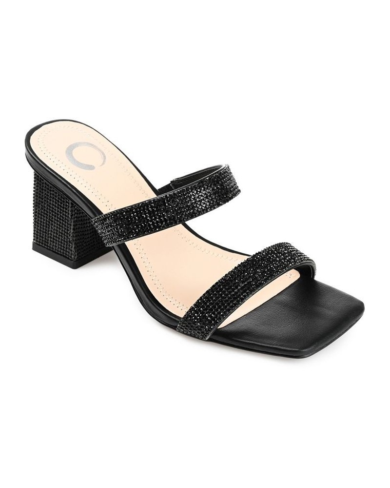 Women's Shandee Rhinestone Sandals Black $34.10 Shoes