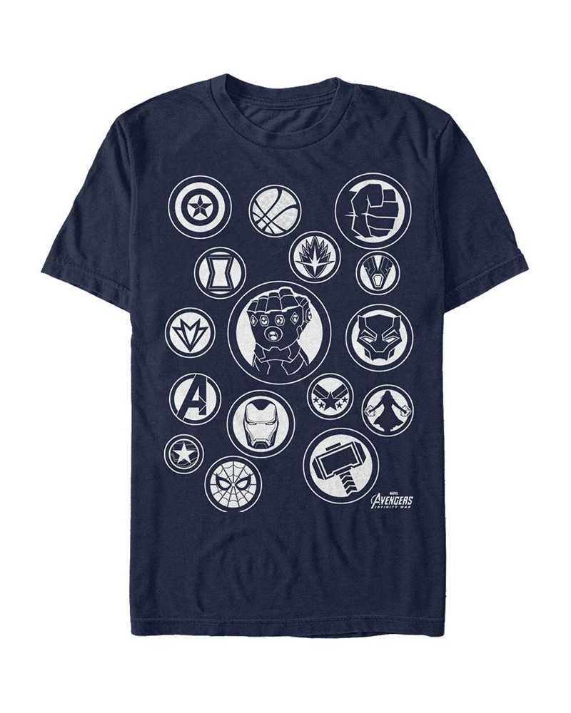 Marvel Men's Avengers Infinity War The Avengers Emblems Short Sleeve T-Shirt Blue $20.29 T-Shirts