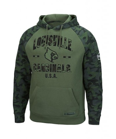 Men's Olive, Camo Louisville Cardinals OHT Military-Inspired Appreciation Raglan Pullover Hoodie $40.49 Sweatshirt