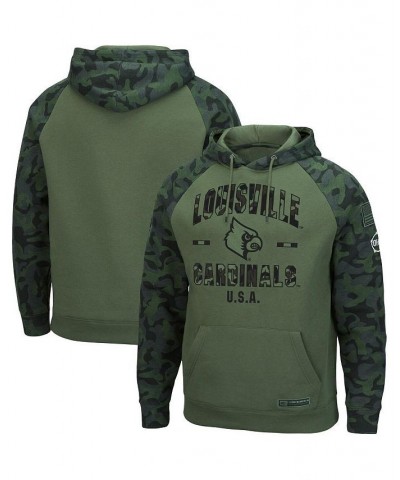 Men's Olive, Camo Louisville Cardinals OHT Military-Inspired Appreciation Raglan Pullover Hoodie $40.49 Sweatshirt