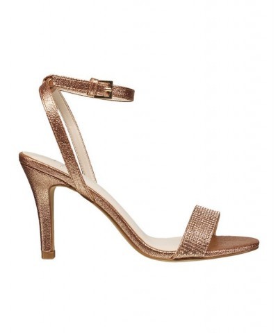 Women's Party Pointed Ankle Strap Sandals Gold $49.68 Shoes