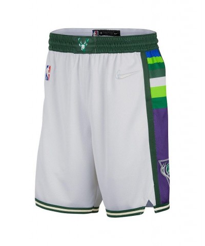 Men's White and Green Milwaukee Bucks 2021/22 City Edition Swingman Shorts $38.50 Shorts