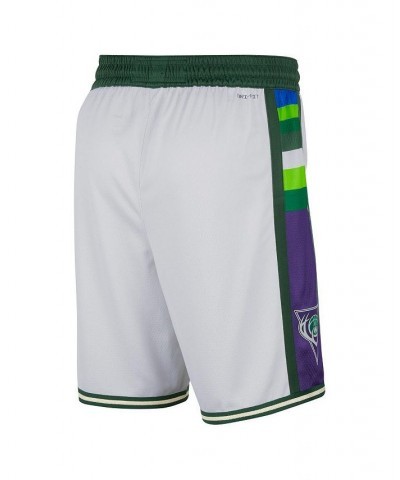 Men's White and Green Milwaukee Bucks 2021/22 City Edition Swingman Shorts $38.50 Shorts