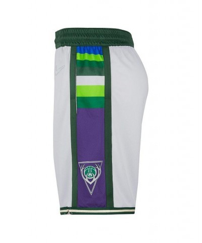 Men's White and Green Milwaukee Bucks 2021/22 City Edition Swingman Shorts $38.50 Shorts