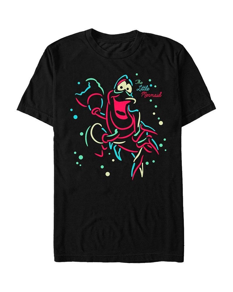 Disney Men's The Little Mermaid Neon Sebastian Short Sleeve T-Shirt Black $16.10 T-Shirts