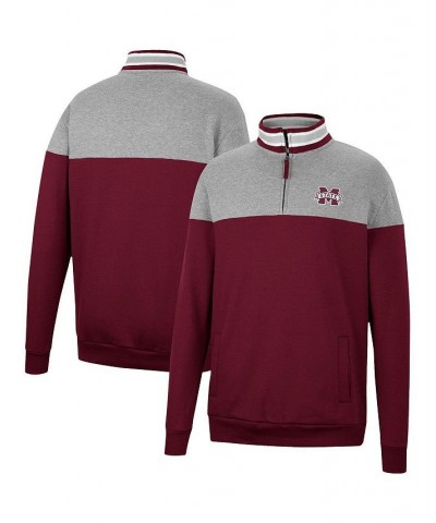 Men's Heathered Gray, Maroon Mississippi State Bulldogs Be the Ball Quarter-Zip Top $32.20 Sweatshirt