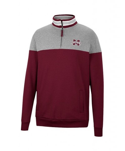 Men's Heathered Gray, Maroon Mississippi State Bulldogs Be the Ball Quarter-Zip Top $32.20 Sweatshirt