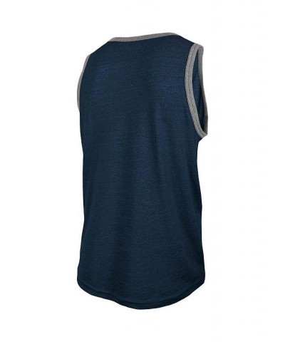 Men's Heathered College Navy Seattle Seahawks Ringer Tri-Blend Tank Top $16.11 T-Shirts