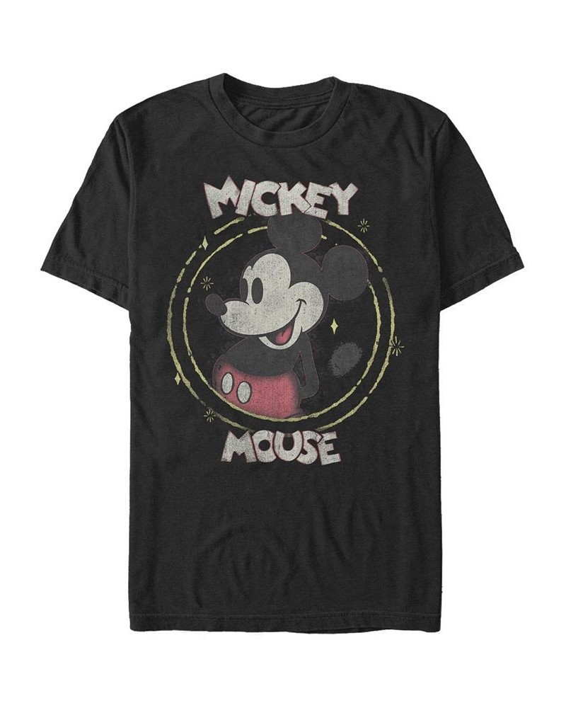 Men's Happy Mickey Short Sleeve Crew T-shirt Black $15.40 T-Shirts