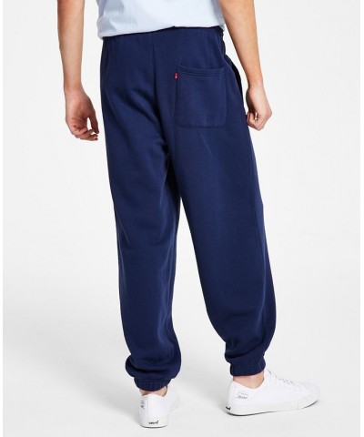 Men's Graphic Relaxed Fit Denim Elastic Waistband Sweatpants Blue $25.85 Pants