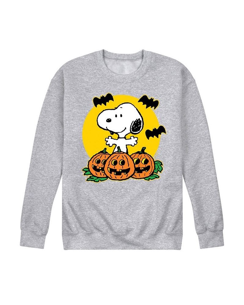 Men's Peanuts Snoopy Pumpkins Fleece T-shirt Gray $30.79 T-Shirts