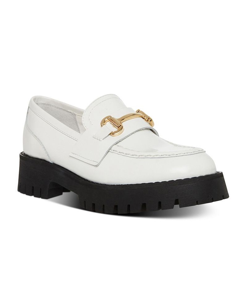 Women's Lando Tailored Lug Sole Bit Loafers White $41.42 Shoes