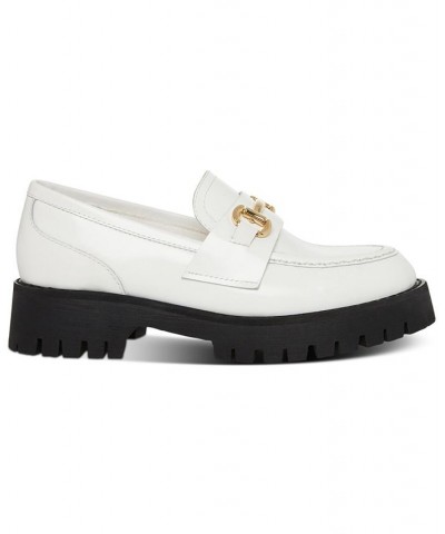 Women's Lando Tailored Lug Sole Bit Loafers White $41.42 Shoes