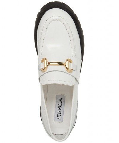 Women's Lando Tailored Lug Sole Bit Loafers White $41.42 Shoes