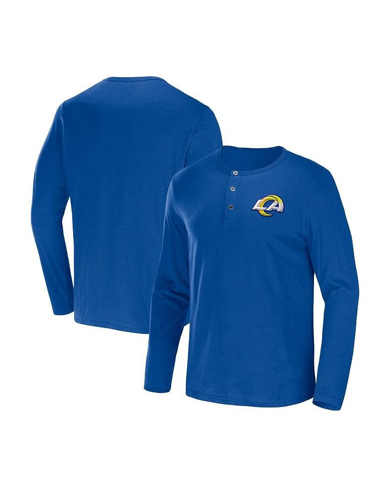 Men's NFL x Darius Rucker Collection by Royal Los Angeles Rams Slub Jersey Henley Long Sleeve T-shirt $26.39 T-Shirts