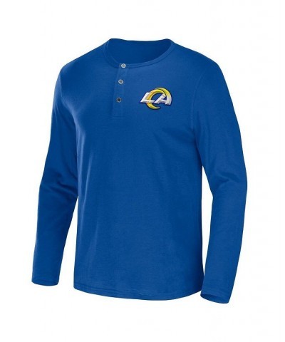 Men's NFL x Darius Rucker Collection by Royal Los Angeles Rams Slub Jersey Henley Long Sleeve T-shirt $26.39 T-Shirts