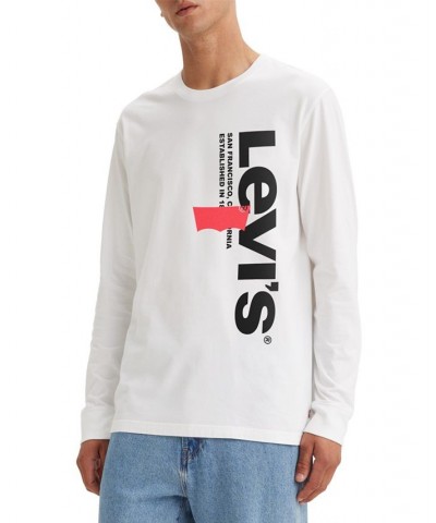 Men's Relaxed-Fit Logo Long-Sleeve T-Shirt White $18.90 T-Shirts