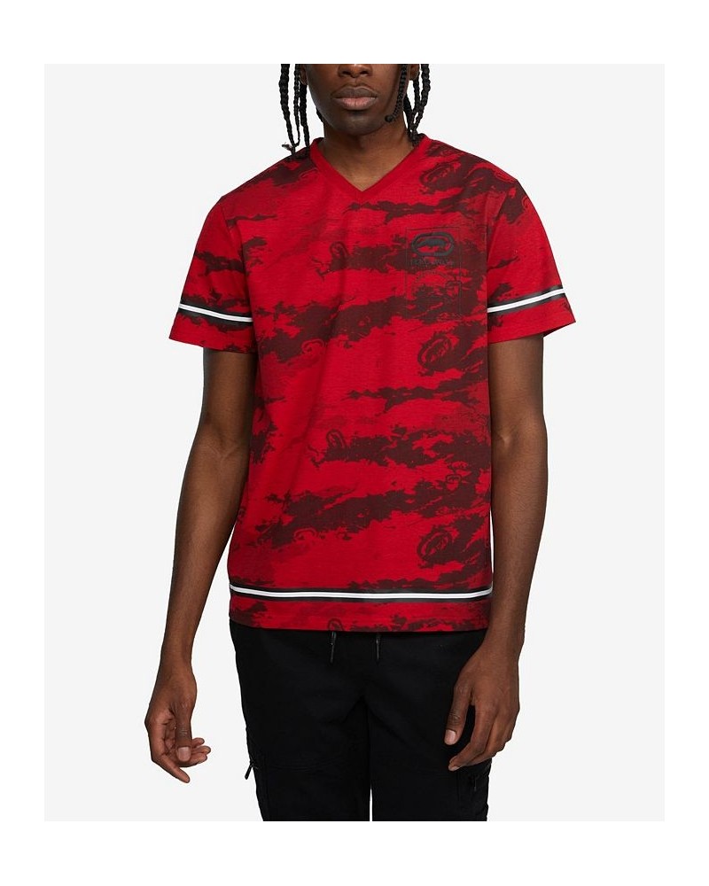 Men's Big and Tall Short Sleeves Wrap Around T-shirt Red $26.88 T-Shirts