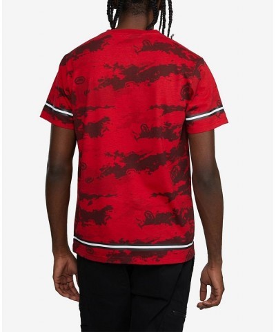 Men's Big and Tall Short Sleeves Wrap Around T-shirt Red $26.88 T-Shirts