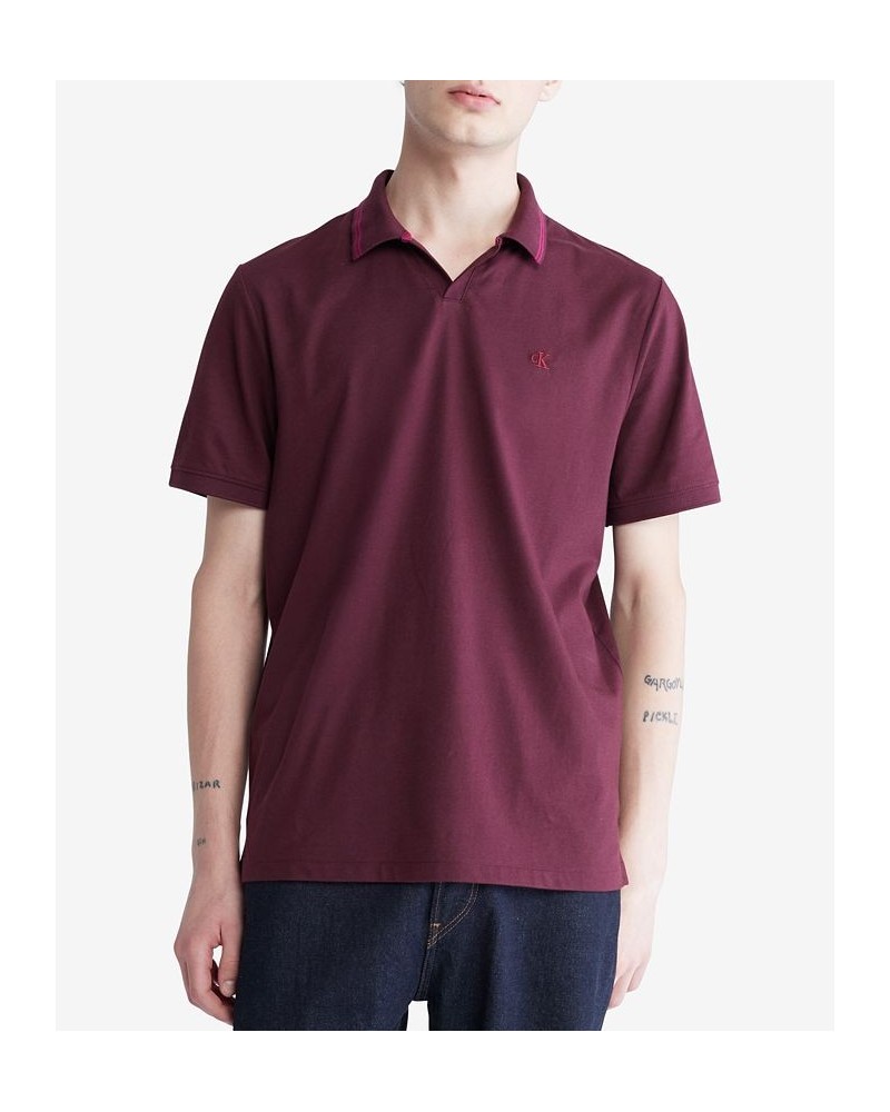 Men's Smooth Open Placket Short-Sleeve Logo Polo Shirt Purple $21.00 Shirts