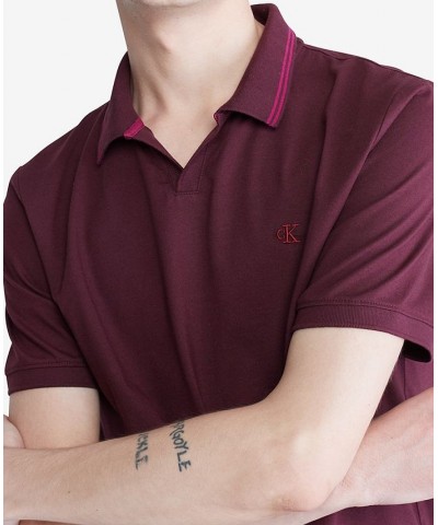 Men's Smooth Open Placket Short-Sleeve Logo Polo Shirt Purple $21.00 Shirts