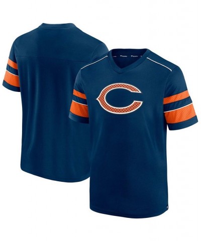 Men's Navy Chicago Bears Textured Hashmark V-Neck T-shirt $26.31 T-Shirts