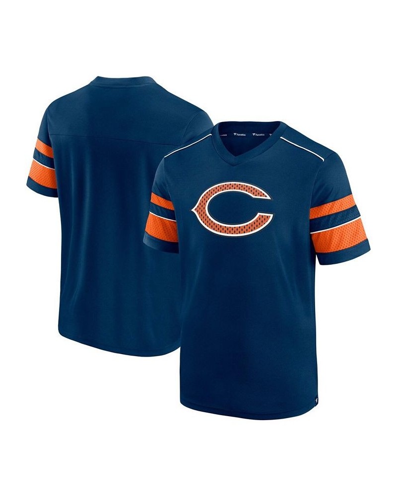 Men's Navy Chicago Bears Textured Hashmark V-Neck T-shirt $26.31 T-Shirts