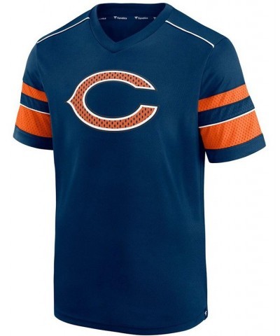 Men's Navy Chicago Bears Textured Hashmark V-Neck T-shirt $26.31 T-Shirts