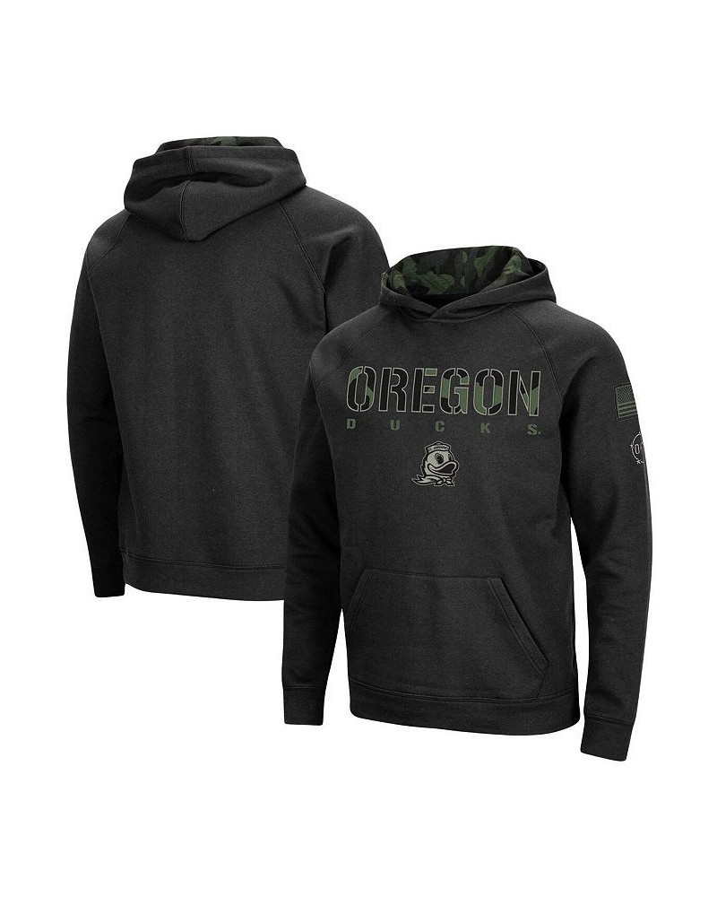 Men's Black Oregon Ducks Big and Tall OHT Military-Inspired Appreciation Raglan Pullover Hoodie $41.65 Sweatshirt