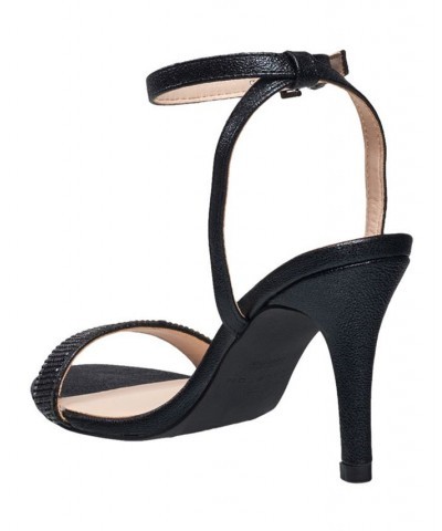 Women's Party Pointed Ankle Strap Sandals Black $49.68 Shoes