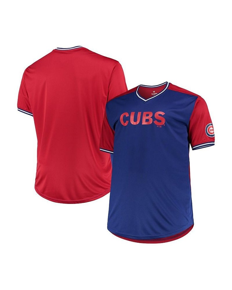 Men's Royal, Red Chicago Cubs Solid V-Neck T-shirt $30.80 T-Shirts