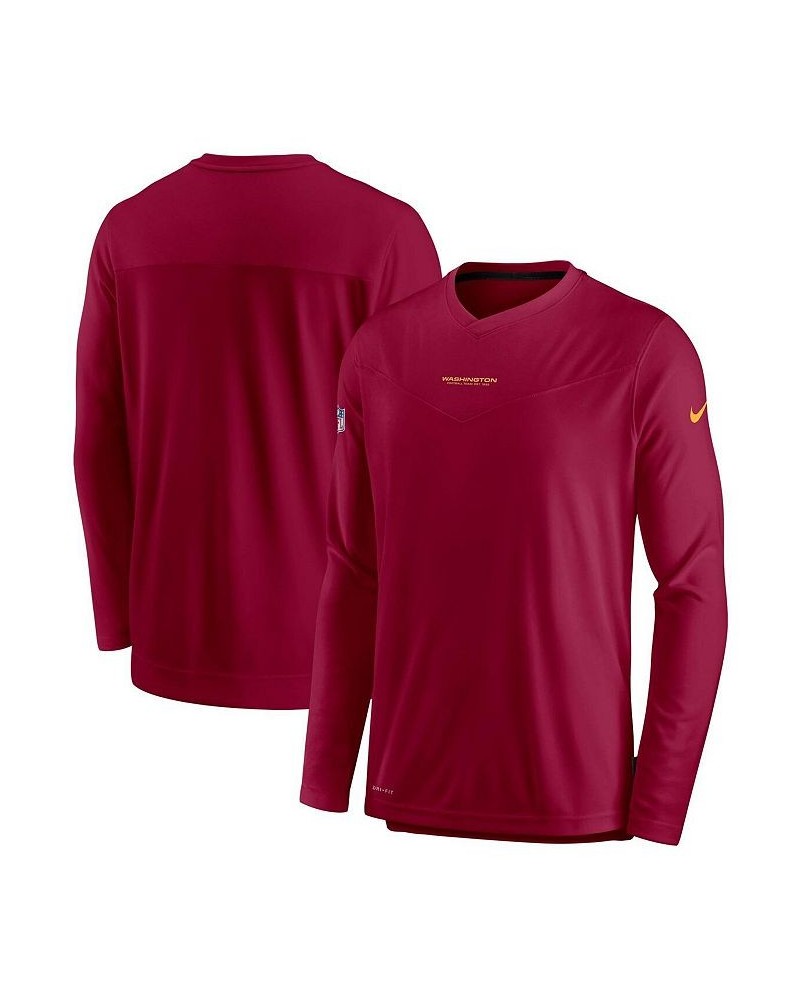 Men's Burgundy Washington Football Team Sideline Coaches Performance Long Sleeve V-Neck T-shirt $35.74 T-Shirts