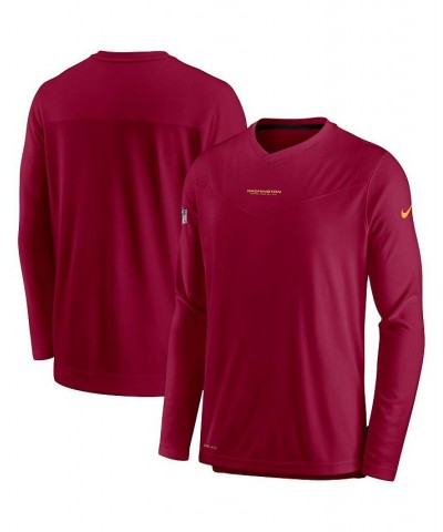 Men's Burgundy Washington Football Team Sideline Coaches Performance Long Sleeve V-Neck T-shirt $35.74 T-Shirts