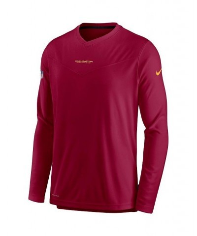 Men's Burgundy Washington Football Team Sideline Coaches Performance Long Sleeve V-Neck T-shirt $35.74 T-Shirts