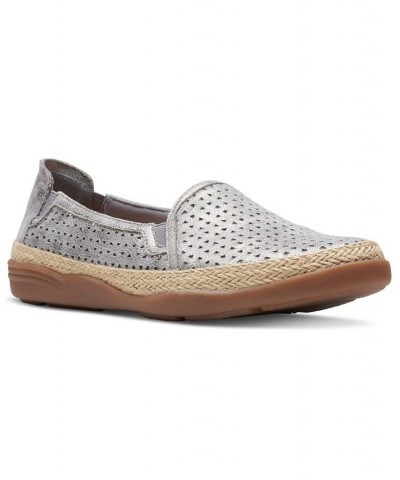 Women's Elaina Ruby Slip-On Espadrille Flats Silver $32.00 Shoes