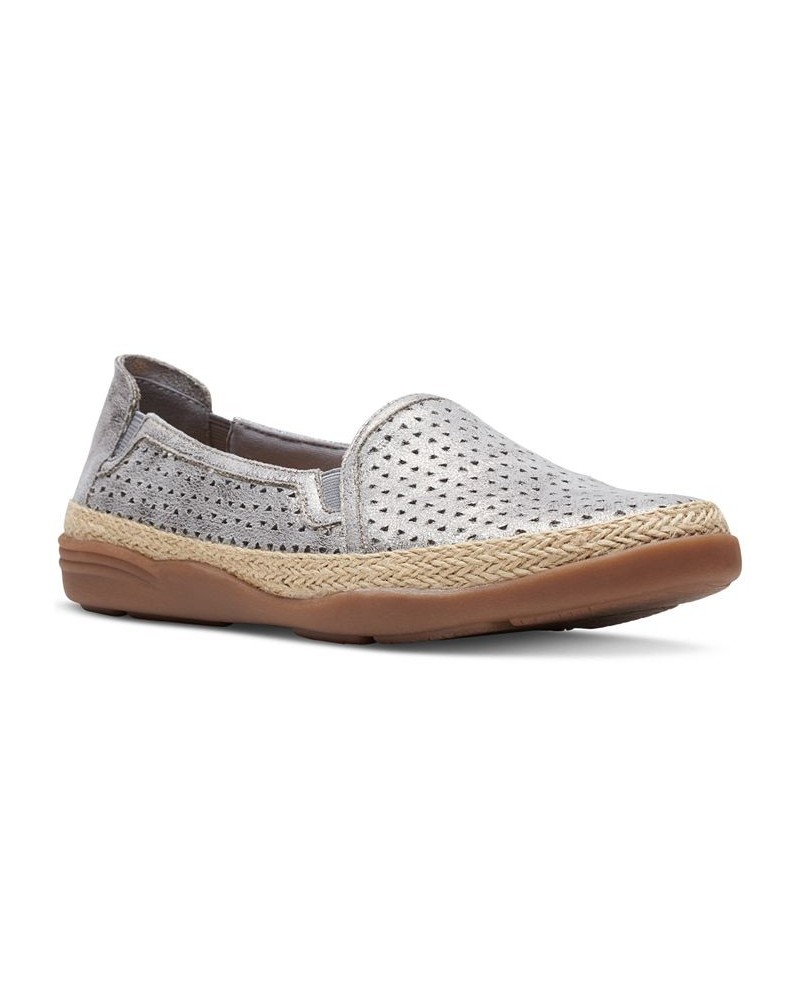 Women's Elaina Ruby Slip-On Espadrille Flats Silver $32.00 Shoes