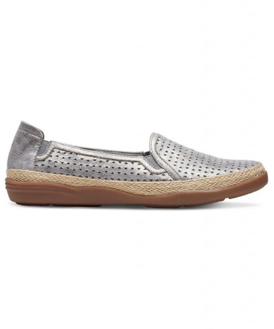 Women's Elaina Ruby Slip-On Espadrille Flats Silver $32.00 Shoes