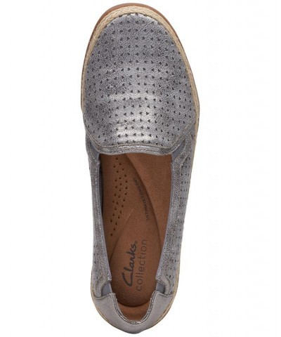 Women's Elaina Ruby Slip-On Espadrille Flats Silver $32.00 Shoes