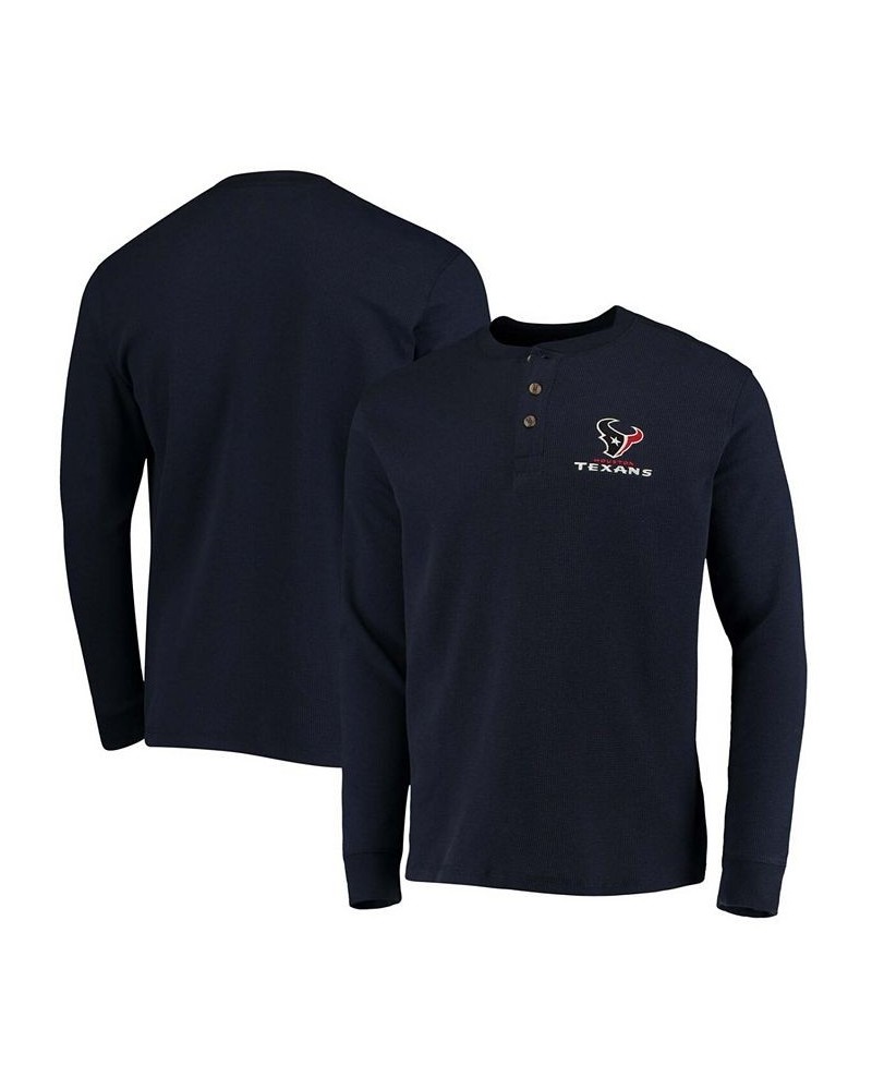 Men's Navy Houston Texans Maverick Thermal Henley Long Sleeve T-shirt $20.40 T-Shirts