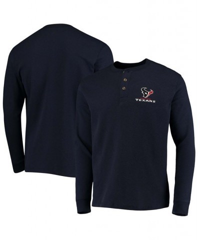 Men's Navy Houston Texans Maverick Thermal Henley Long Sleeve T-shirt $20.40 T-Shirts