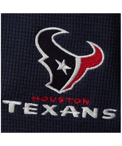 Men's Navy Houston Texans Maverick Thermal Henley Long Sleeve T-shirt $20.40 T-Shirts