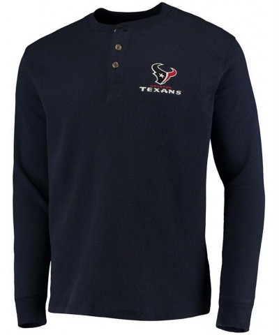 Men's Navy Houston Texans Maverick Thermal Henley Long Sleeve T-shirt $20.40 T-Shirts